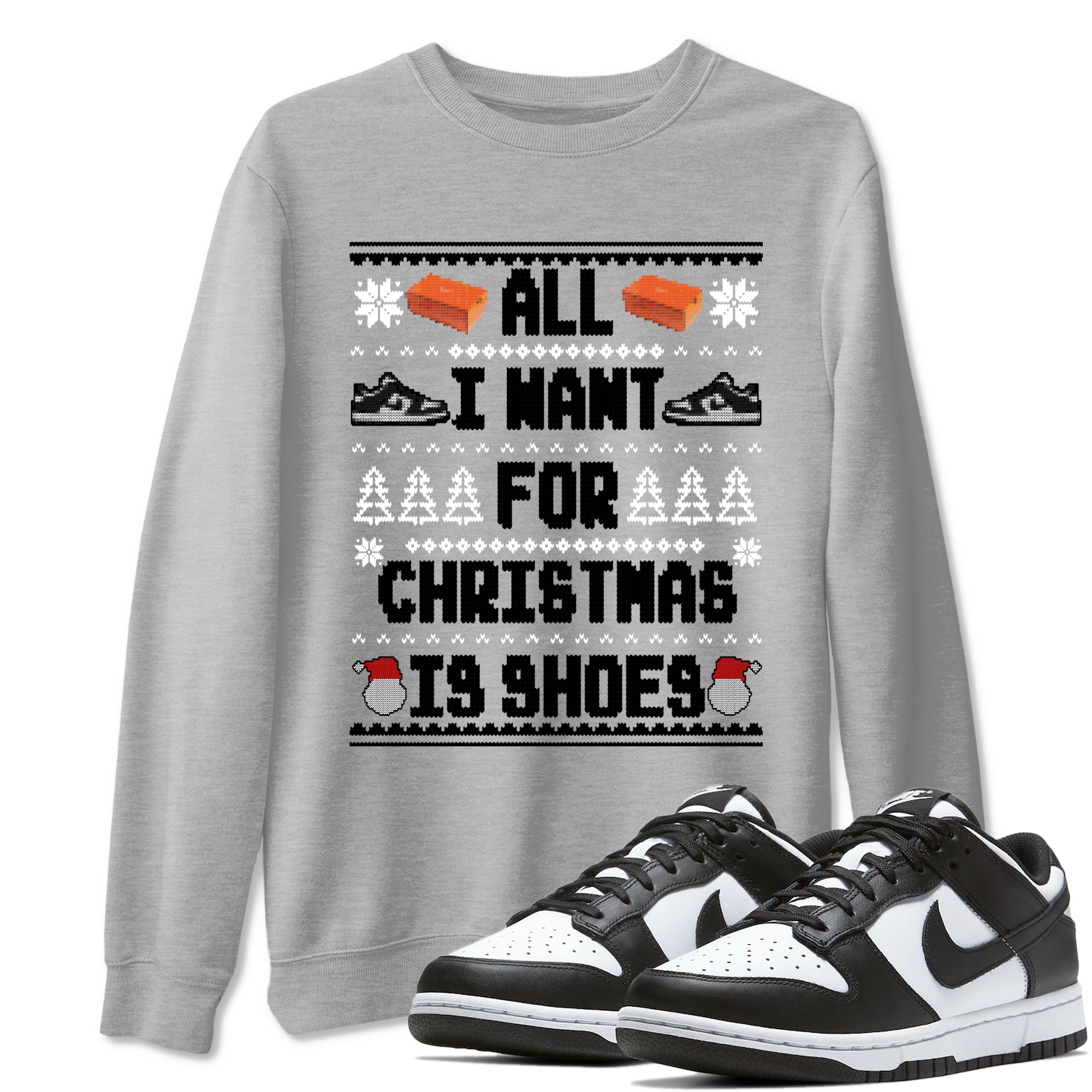 Nike Dunk Panda t shirts to match sneakers Special Christmas Shirts All I Want For Christmas Is Shoes sneaker match tees Dunk Panda sneaker match tee SNRT Sneaker Tees unisex cotton Heather Grey 1 shirts