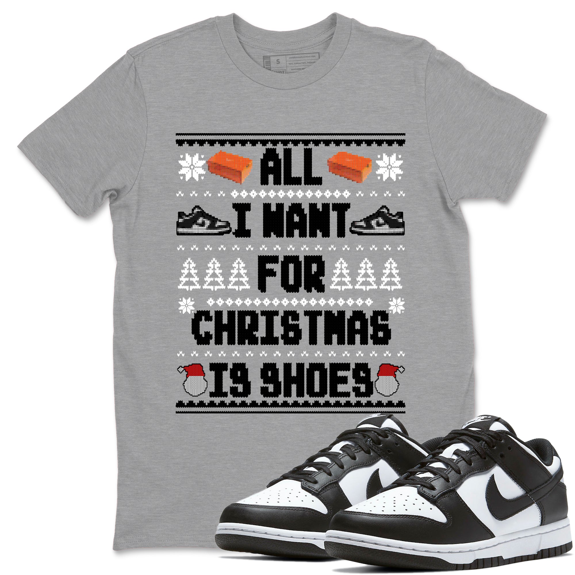 Nike Dunk Panda t shirts to match sneakers Special Christmas Shirts All I Want For Christmas Is Shoes sneaker match tees Dunk Panda sneaker match tee SNRT Sneaker Tees unisex cotton Heather Grey 1 shirts