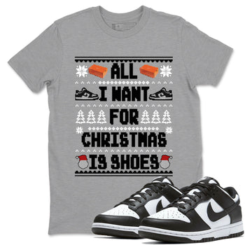 Nike Dunk Panda t shirts to match sneakers Special Christmas Shirts All I Want For Christmas Is Shoes sneaker match tees Dunk Panda sneaker match tee SNRT Sneaker Tees unisex cotton Heather Grey 1 shirts