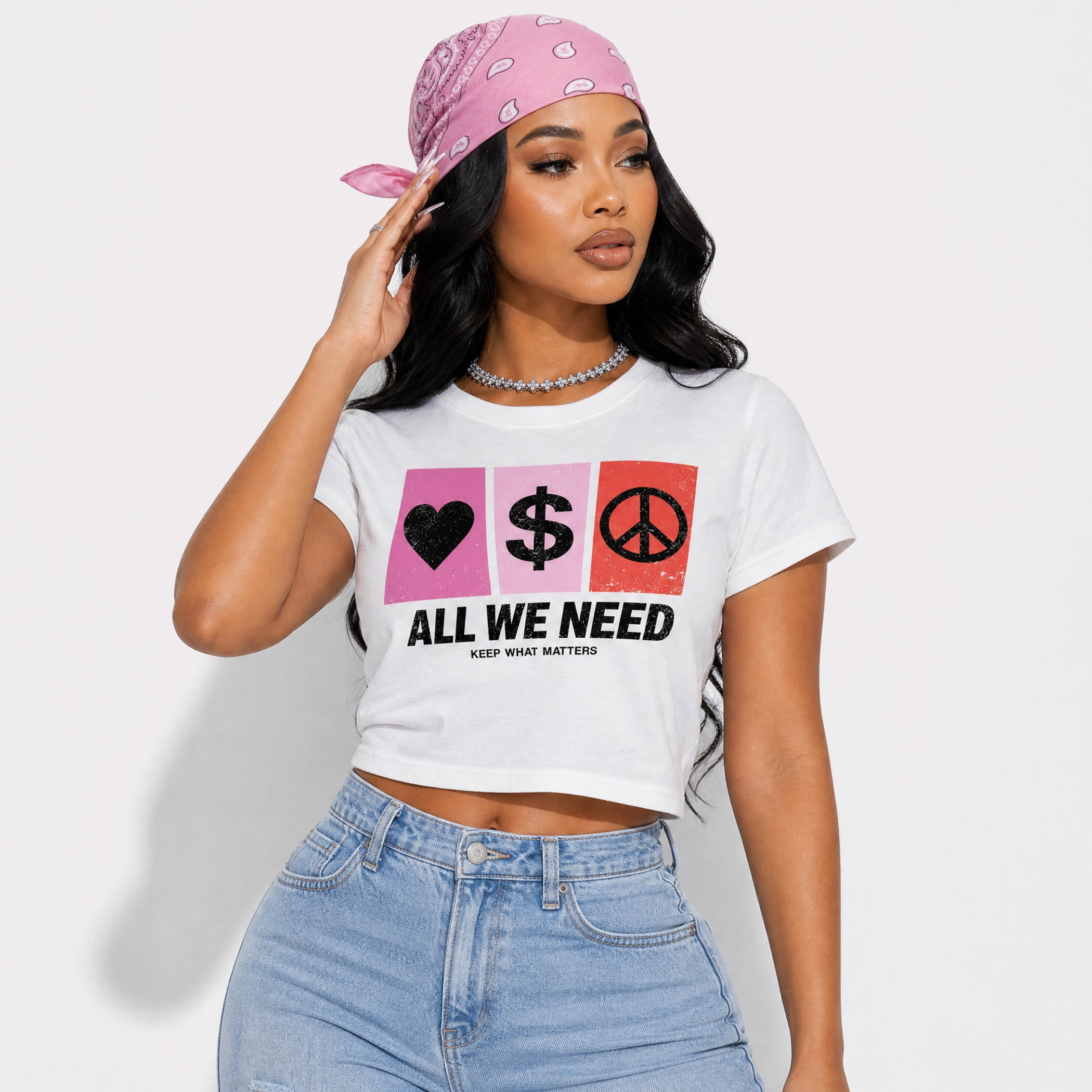 All We Need women_ crop tee model shoot