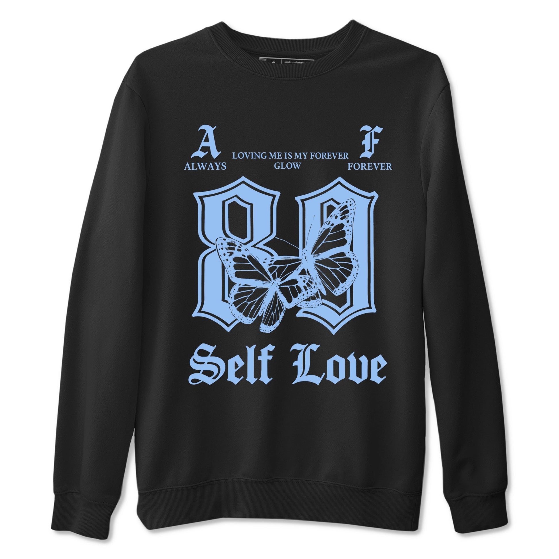 Always Forever sneaker match t-shirt styled to complete your fit with the Air Jordan 4 Aluminum sneakers, shown in Black 2.