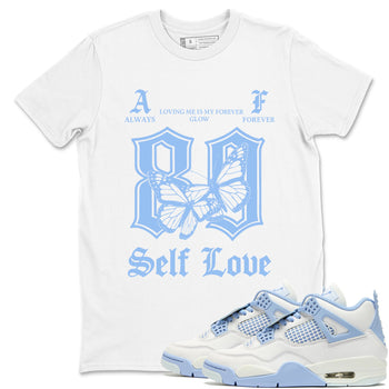 Always Forever sneaker match t-shirt styled to complete your fit with the Air Jordan 4 Aluminum sneakers, shown in White 1.