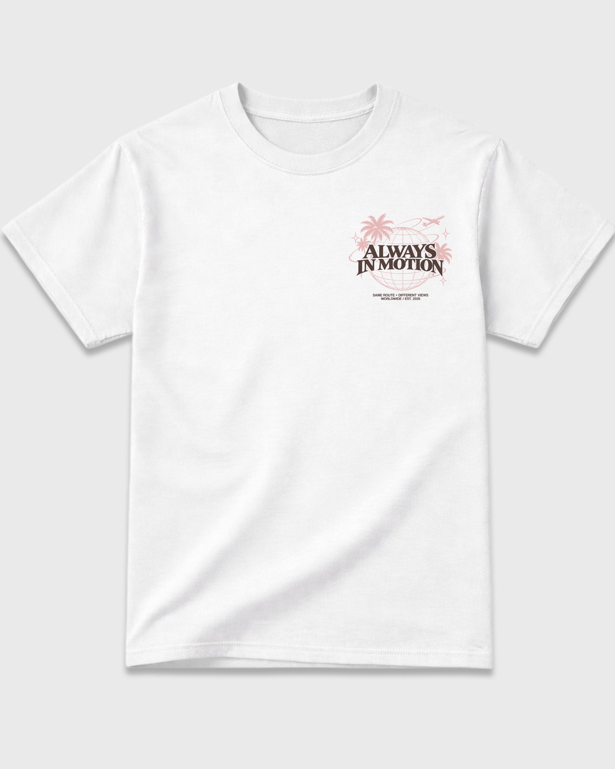 Always In Motion White Front & Back Graphic T-Shirt - 3, sneaker matching shirt designed to pair with Air Jordan 3 Fireside sneakers for a coordinated streetwear outfit.