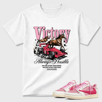 Always Possible Graphic T-Shirt sneaker match tee designed for the Air Jordan 1 Travis Scott Tropical Pink, featuring coordinated color options for a perfect streetwear match. White 1 shirt.