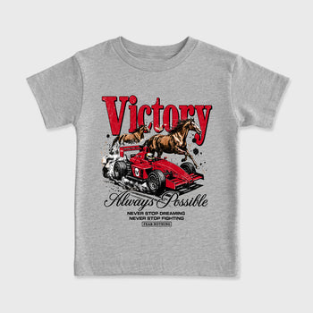 Always Possible affordable baby and kids t-shirt designed to match the Air Jordan 4 Toro Bravo, featuring coordinated Heather Grey 2 options for the perfect little sneakerhead streetwear look.
