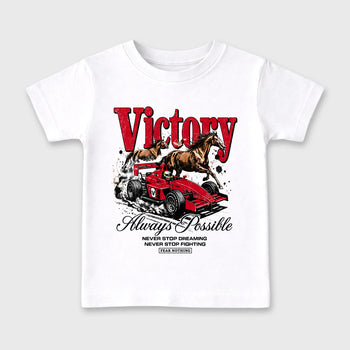 Always Possible affordable baby and kids t-shirt designed to match the Air Jordan 4 Toro Bravo, featuring coordinated White 2 options for the perfect little sneakerhead streetwear look.