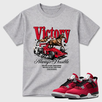 Always Possible Graphic T-Shirt sneaker match tee designed for the Air Jordan 4 Toro Bravo, featuring coordinated color options for a perfect streetwear match. Heather Grey 1 shirt.