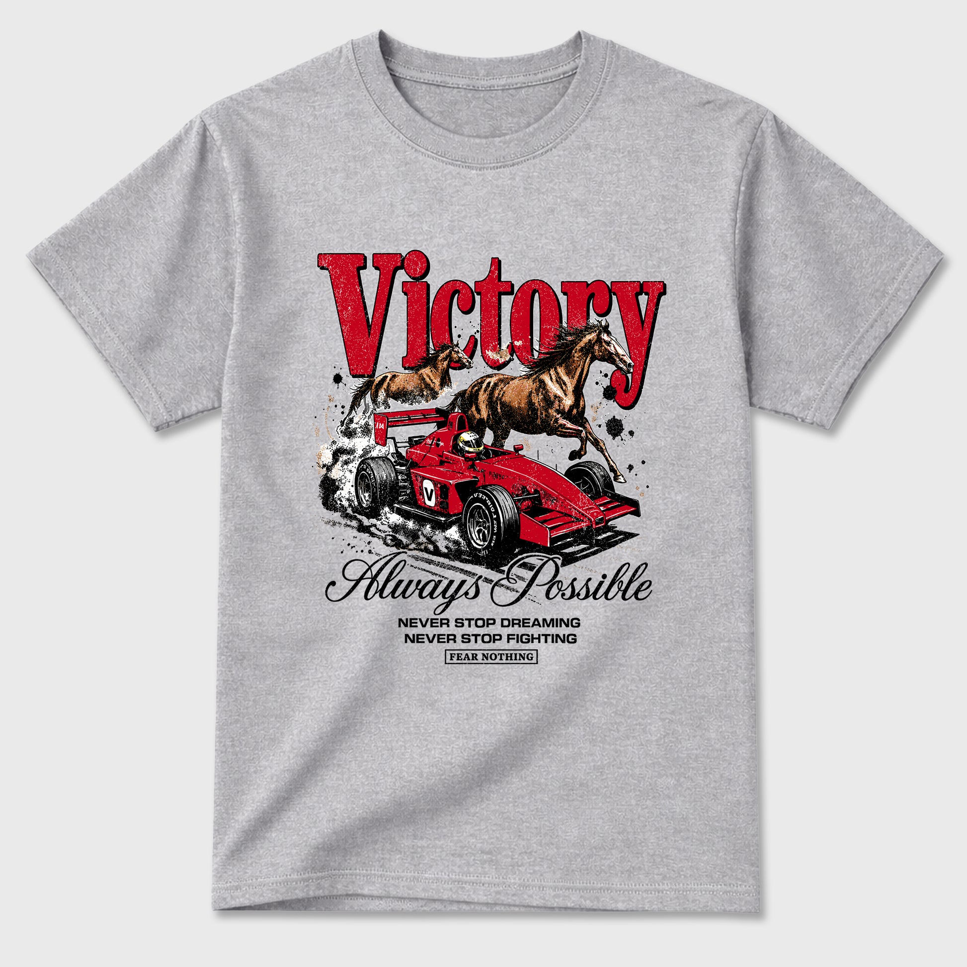 Always Possible Graphic T-Shirt sneaker match tee designed for the Air Jordan 4 Toro Bravo, featuring coordinated color options for a perfect streetwear match. Heather Grey 2 shirt.