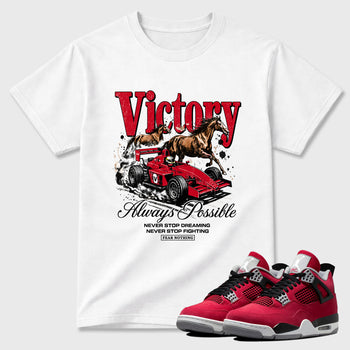 Always Possible Graphic T-Shirt sneaker match tee designed for the Air Jordan 4 Toro Bravo, featuring coordinated color options for a perfect streetwear match. White 1 shirt.