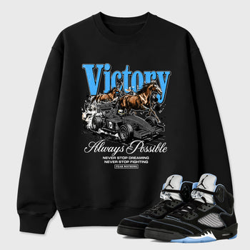 Always Possible Graphic T-Shirt sneaker match tee designed for the Air Jordan 5 Black University Blue, featuring coordinated color options for a perfect streetwear match. Black 1 shirt.