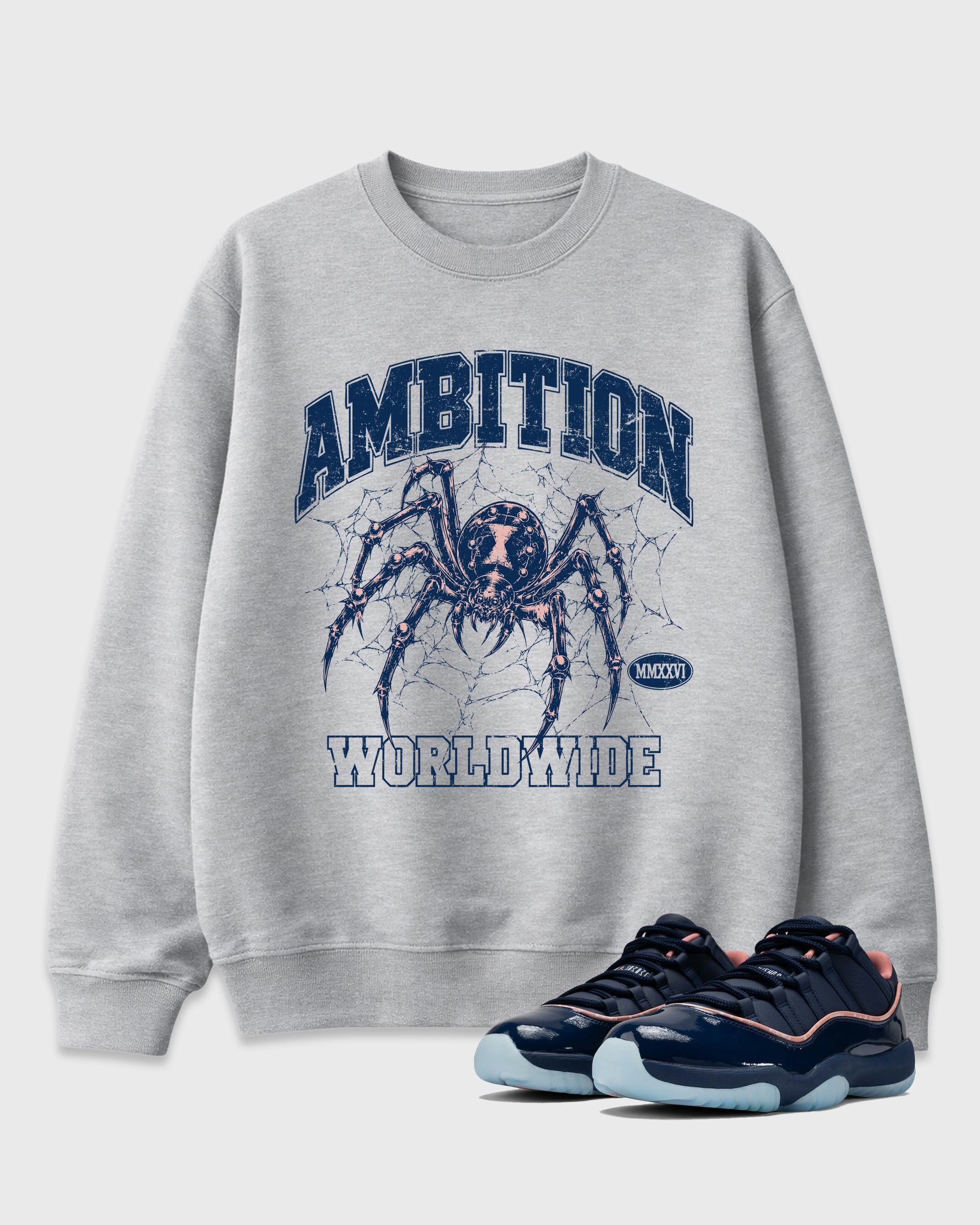 Ambition Graphic T-Shirt featuring original streetwear artwork designed to match the Air Jordan 11 Made For Locals. Heather Grey 1 Graphic Tee.