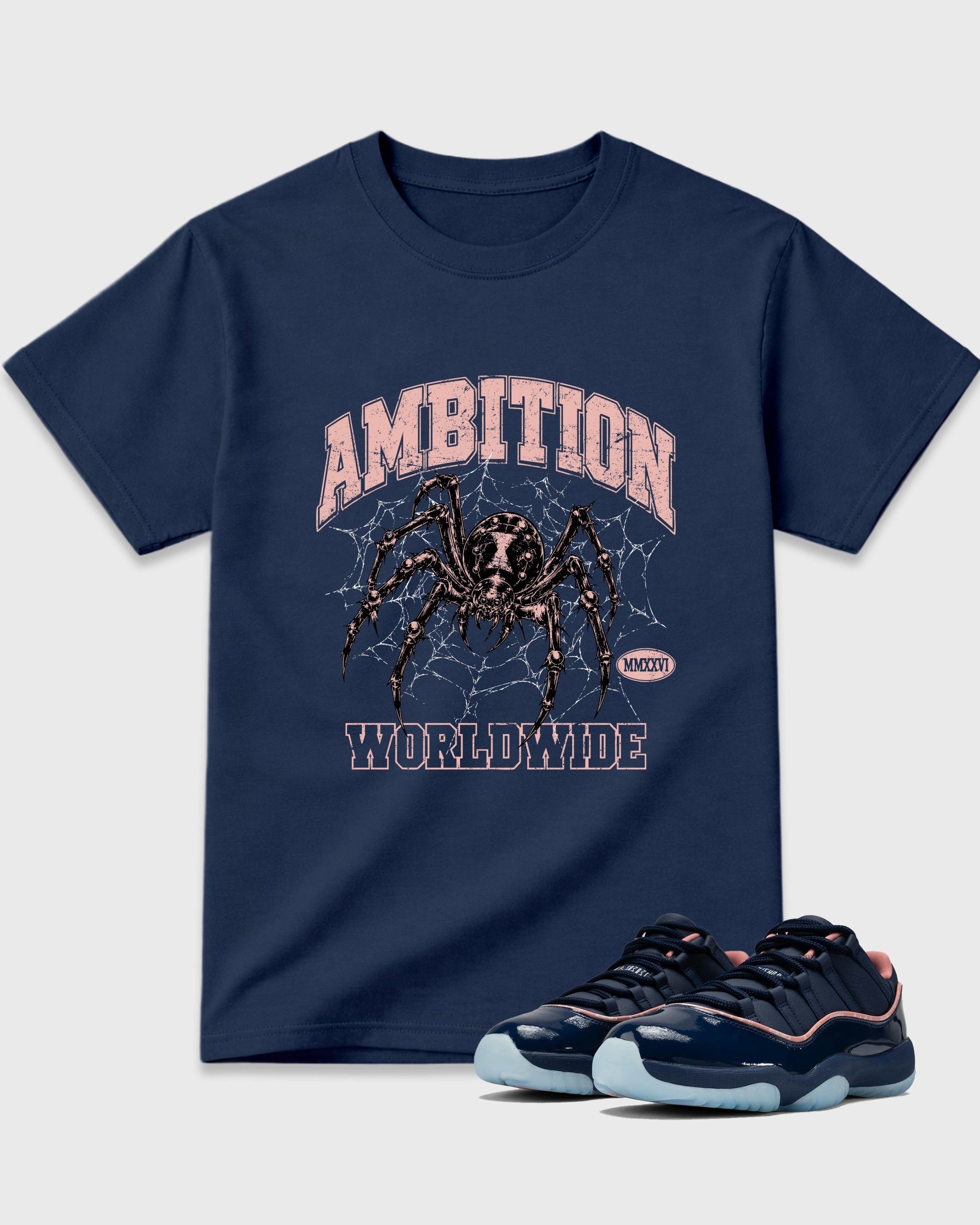 Ambition Graphic T-Shirt featuring original streetwear artwork designed to match the Air Jordan 11 Made For Locals. Navy 1 Graphic T-Shirt.
