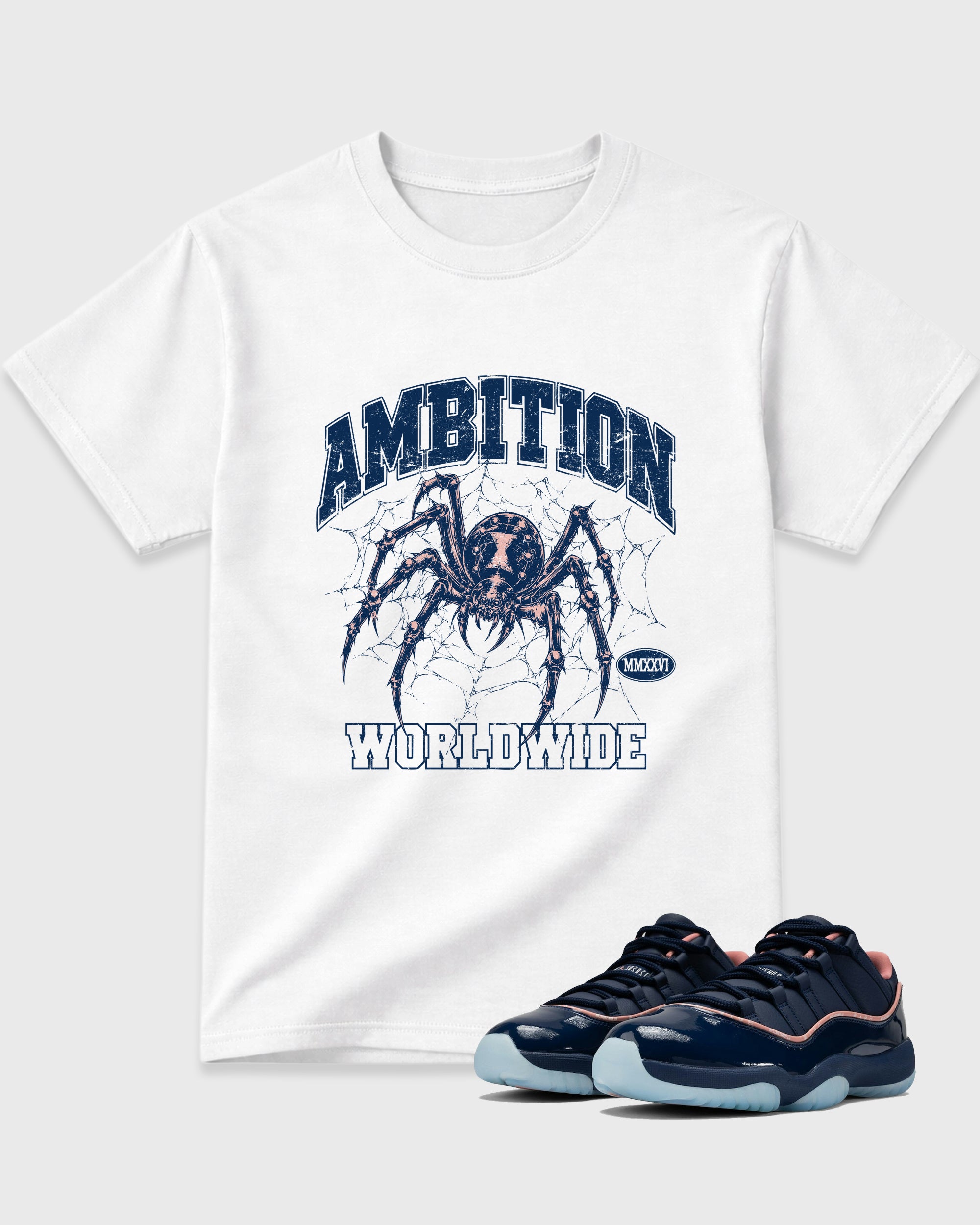 Ambition Graphic T-Shirt featuring original streetwear artwork designed to match the Air Jordan 11 Made For Locals. White 1 Graphic T-Shirt.