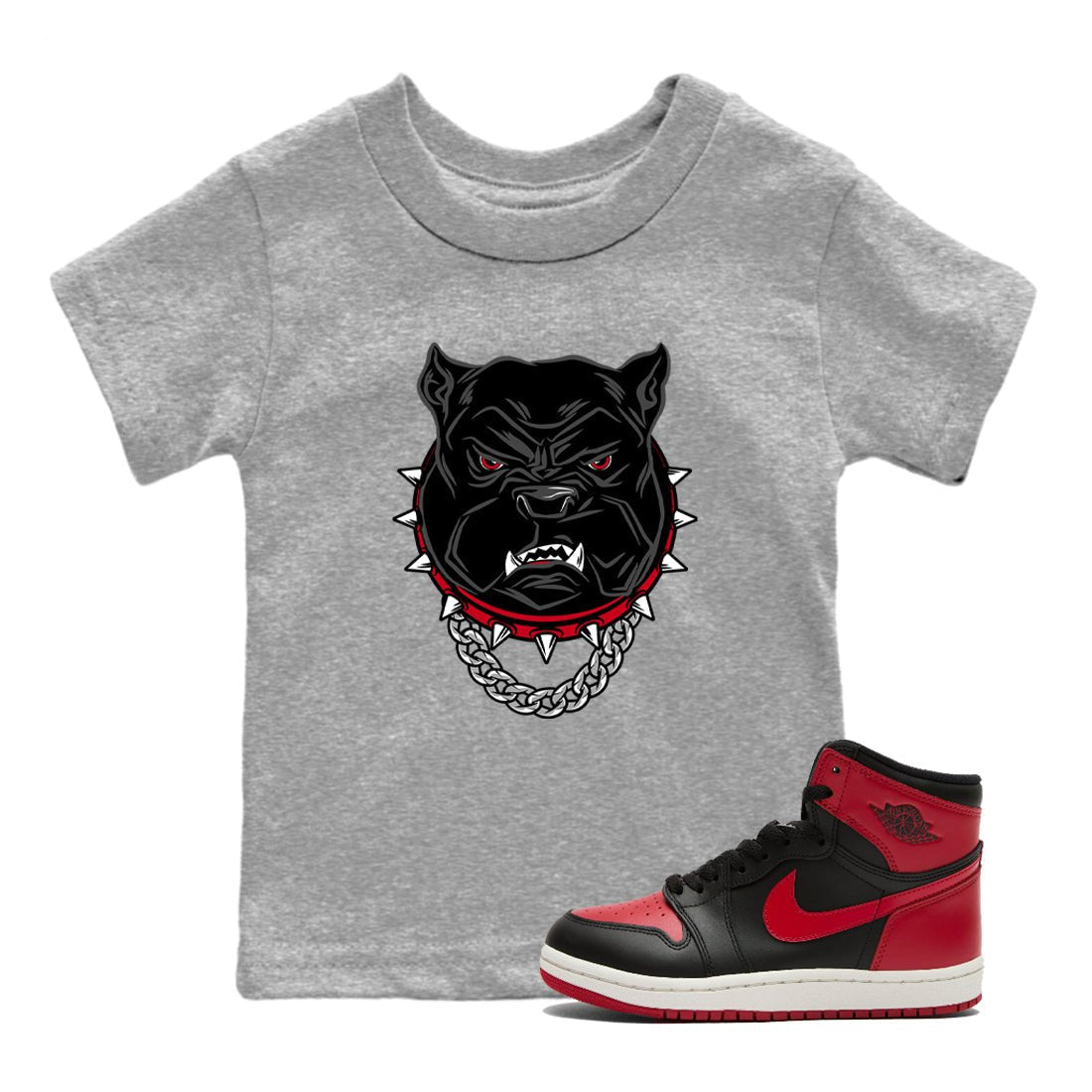 Jordan 1 High '85 "Bred" Graphic shirts Angry Bulldog shirts Air Jordan 1 '85 Bred best t-shirts to wear with jordans SNRT Sneaker Tees Youth Baby Heather Grey 1 tee