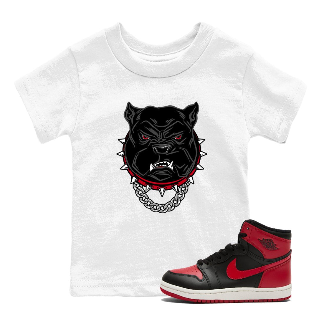 Jordan 1 High '85 "Bred" Graphic shirts Angry Bulldog shirts Air Jordan 1 '85 Bred best t-shirts to wear with jordans SNRT Sneaker Tees Youth Baby White 1 tee