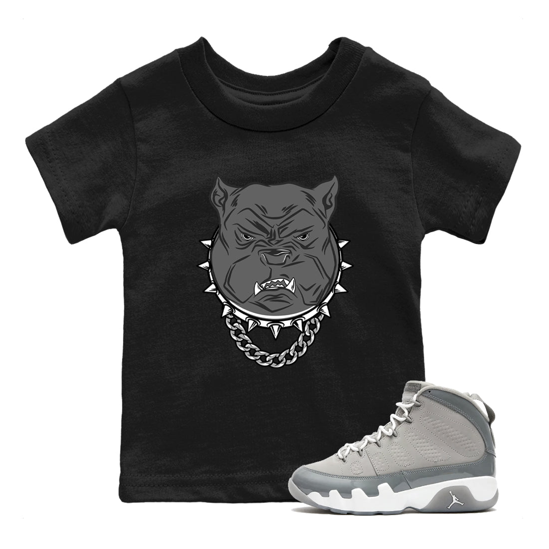 9s Cool Grey shirts to match jordans Angry Bulldog best t shirts to wear with jordans AJ 9 Retro Cool Grey match shoes to clothes SNRT Sneaker Tees Youth Baby Black 1 tee