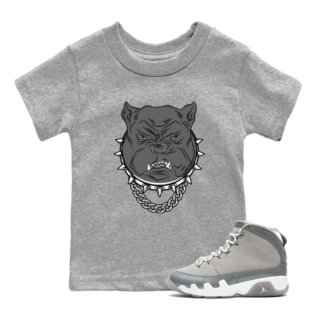 9s Cool Grey shirts to match jordans Angry Bulldog best t shirts to wear with jordans AJ 9 Retro Cool Grey match shoes to clothes SNRT Sneaker Tees Youth Baby Heather Grey 1 tee