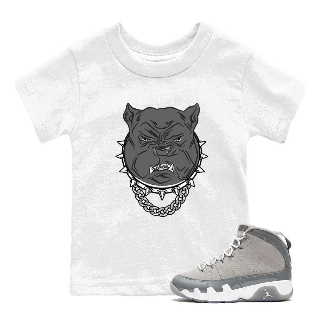 9s Cool Grey shirts to match jordans Angry Bulldog best t shirts to wear with jordans AJ 9 Retro Cool Grey match shoes to clothes SNRT Sneaker Tees Youth Baby White 1 tee