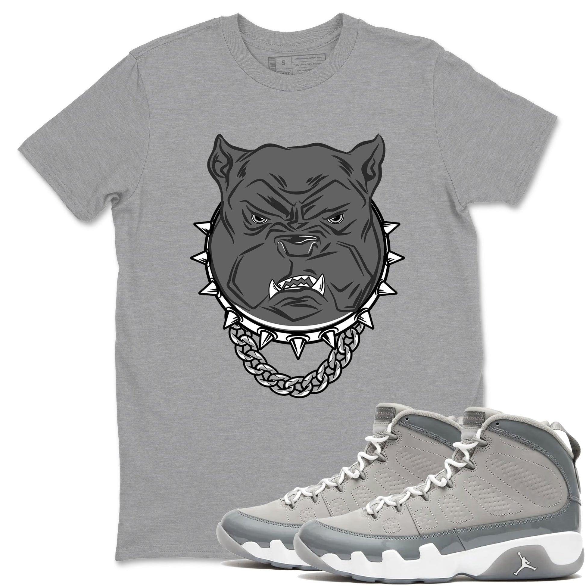 9s Cool Grey shirts to match jordans Angry Bulldog best t shirts to wear with jordans AJ 9 Retro Cool Grey match shoes to clothes SNRT Sneaker Tees unisex cotton Heather Grey 1 shirts