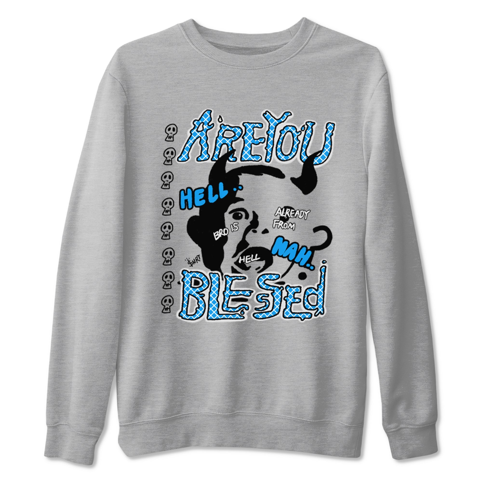 4s Military Blue shirt to match jordans Are you Blessed sneaker tees Air Jordan 4 Military Blue SNRT Sneaker Release Tees unisex cotton Heather Grey 2 crew neck shirt