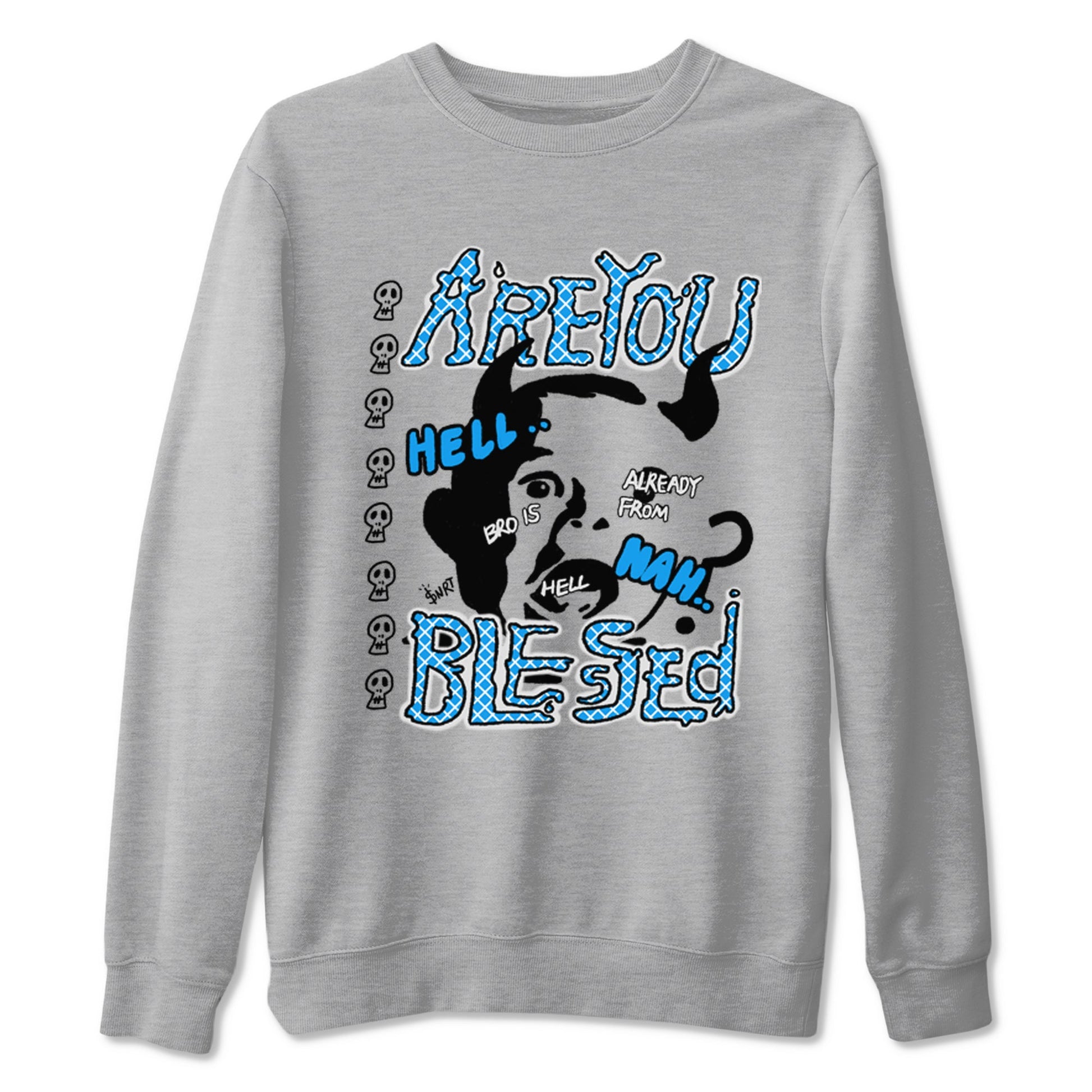 4s Military Blue shirt to match jordans Are you Blessed sneaker tees Air Jordan 4 Military Blue SNRT Sneaker Release Tees unisex cotton Heather Grey 2 crew neck shirt