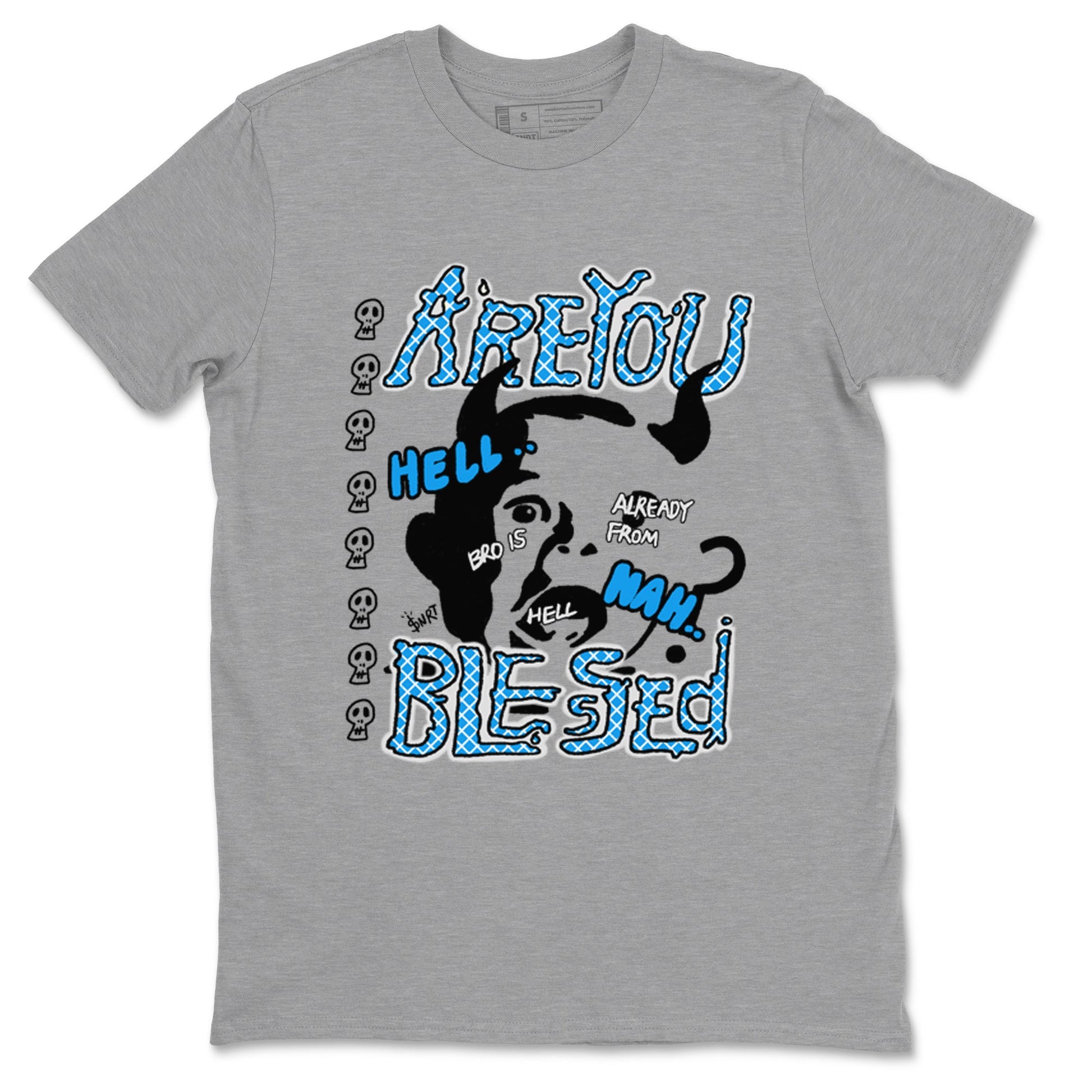 4s Military Blue shirt to match jordans Are you Blessed sneaker tees Air Jordan 4 Military Blue SNRT Sneaker Release Tees unisex cotton Heather Grey 2 crew neck shirt