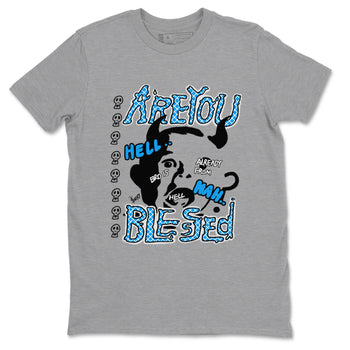 4s Military Blue shirt to match jordans Are you Blessed sneaker tees Air Jordan 4 Military Blue SNRT Sneaker Release Tees unisex cotton Heather Grey 2 crew neck shirt