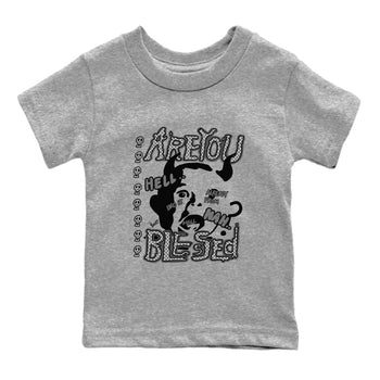 4s Wet Cement shirts to match jordans Are You Blessed sneaker match tees Air Jordan 4 SE Wet Cement SNRT Sneaker Release Tees Youth Baby Heather Grey 2 crew neck shirts