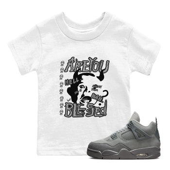 4s Wet Cement shirts to match jordans Are You Blessed sneaker match tees Air Jordan 4 SE Wet Cement SNRT Sneaker Release Tees Youth Baby White 1 crew neck shirts