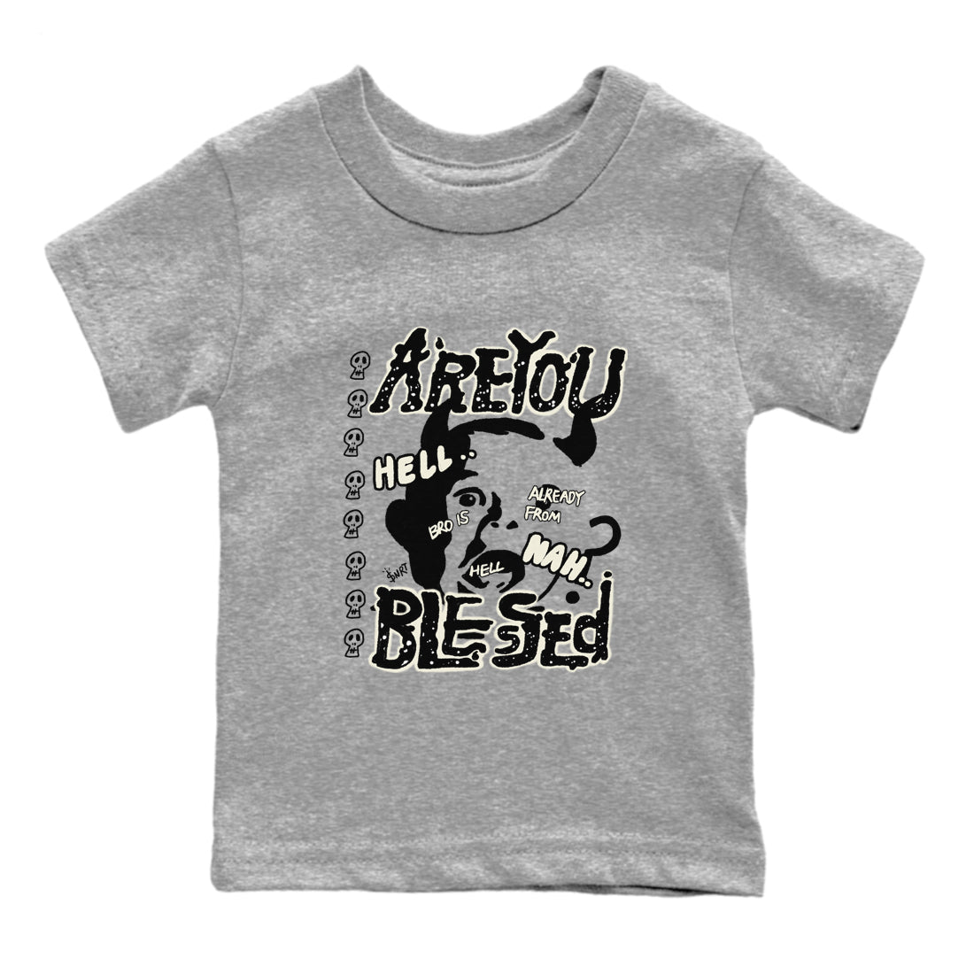 AJ5 Sail shirt to match jordans Are You Blessed sneaker tees Air Jordan 5 Sail SNRT sneaker release tees baby toddler Heather Grey 2 cotton Shirt