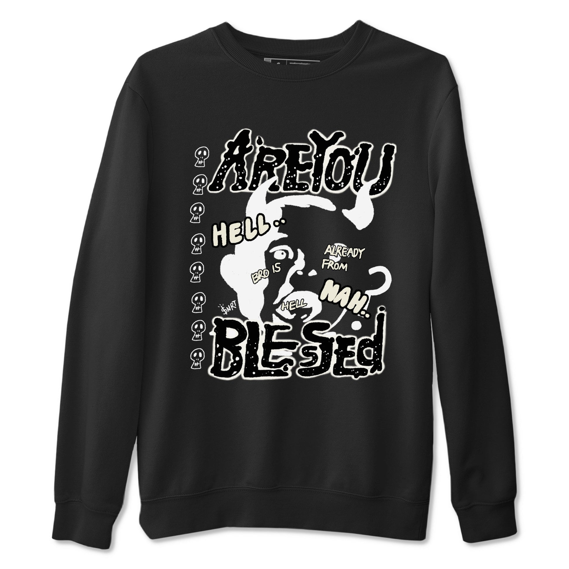AJ5 Sail shirt to match jordans Are You Blessed sneaker tees Air Jordan 5 Sail SNRT Sneaker Release Tees unisex cotton Black 2 crew neck shirt