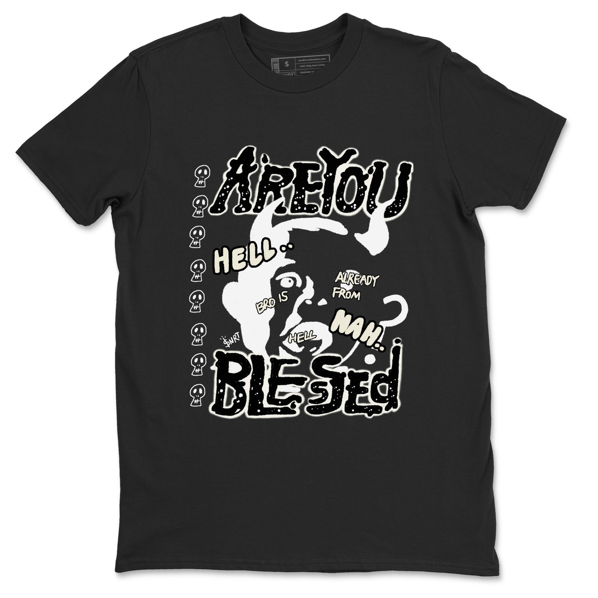AJ5 Sail shirt to match jordans Are You Blessed sneaker tees Air Jordan 5 Sail SNRT Sneaker Release Tees unisex cotton Black 2 crew neck shirt