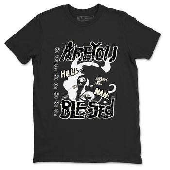 AJ5 Sail shirt to match jordans Are You Blessed sneaker tees Air Jordan 5 Sail SNRT Sneaker Release Tees unisex cotton Black 2 crew neck shirt