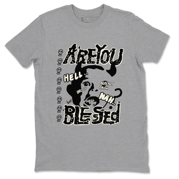 AJ5 Sail shirt to match jordans Are You Blessed sneaker tees Air Jordan 5 Sail SNRT Sneaker Release Tees unisex cotton Heather Grey 2 crew neck shirt