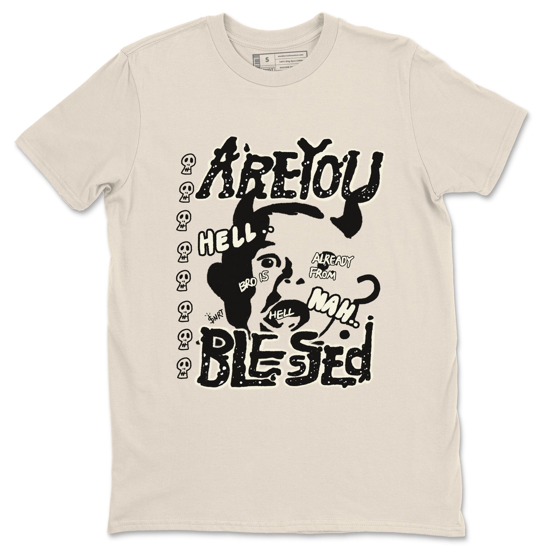 AJ5 Sail shirt to match jordans Are You Blessed sneaker tees Air Jordan 5 Sail SNRT Sneaker Release Tees unisex cotton Natural 2 crew neck shirt