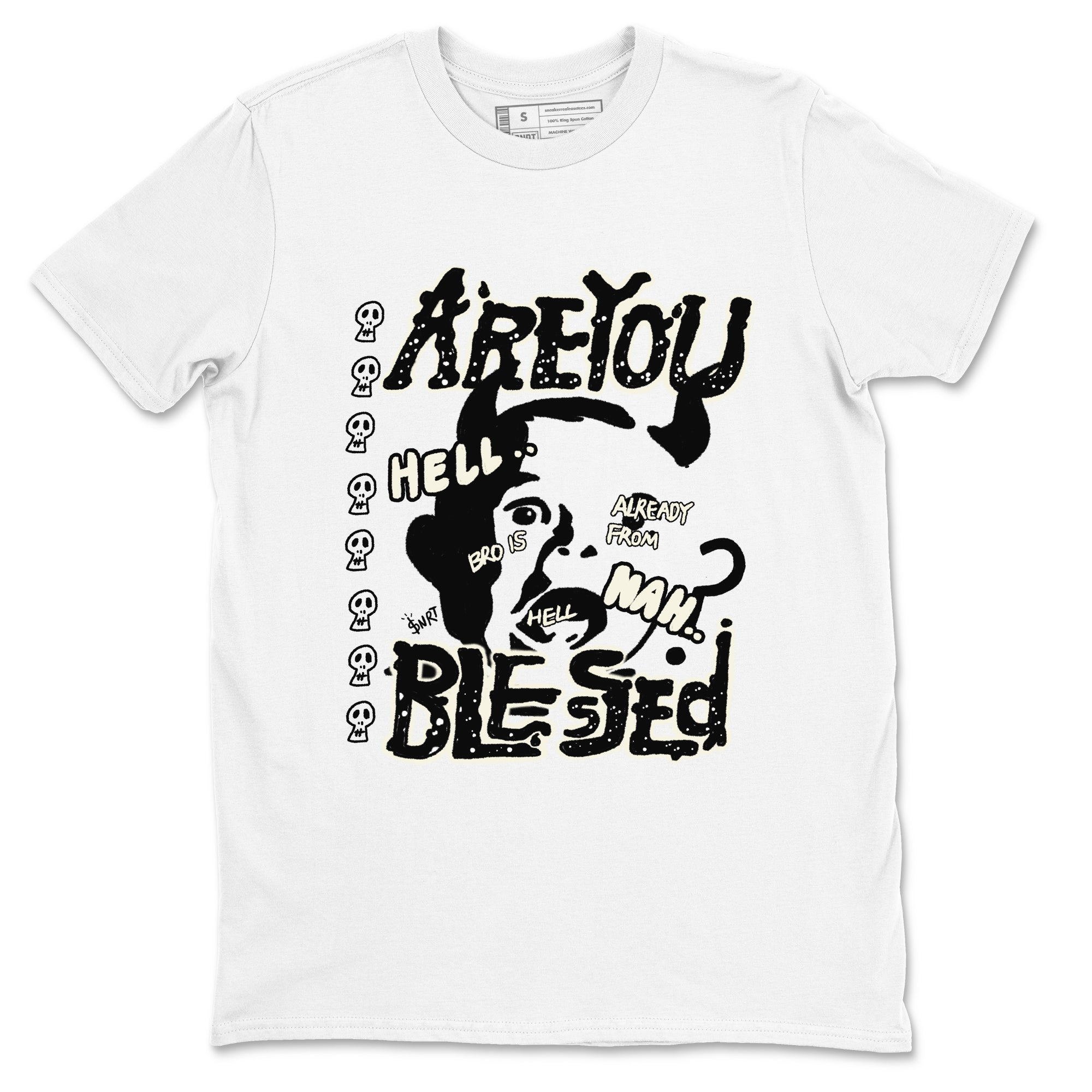 AJ5 Sail shirt to match jordans Are You Blessed sneaker tees Air Jordan 5 Sail SNRT Sneaker Release Tees unisex cotton White 2 crew neck shirt