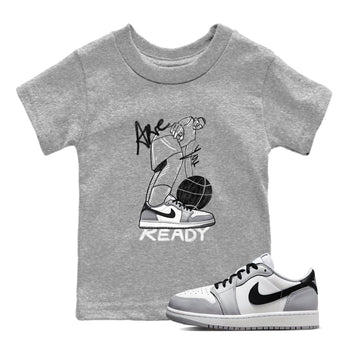 AJ1 Wolf Grey shirts to match jordans Are You Ready sneaker match tees Air Jordan 1 Wolf Grey SNRT Sneaker Tees streetwear brand Baby and Youth Heather Grey 1 cotton tee