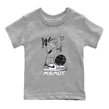 AJ1 Wolf Grey shirts to match jordans Are You Ready sneaker match tees Air Jordan 1 Wolf Grey SNRT Sneaker Tees streetwear brand Baby and Youth Heather Grey 2 cotton tee