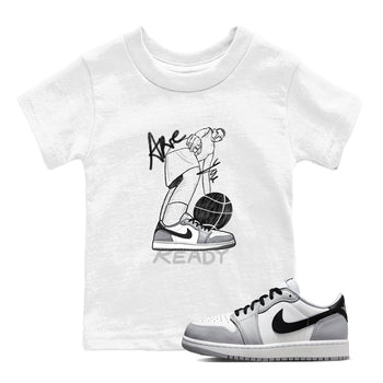 AJ1 Wolf Grey shirts to match jordans Are You Ready sneaker match tees Air Jordan 1 Wolf Grey SNRT Sneaker Tees streetwear brand Baby and Youth White 1 cotton tee