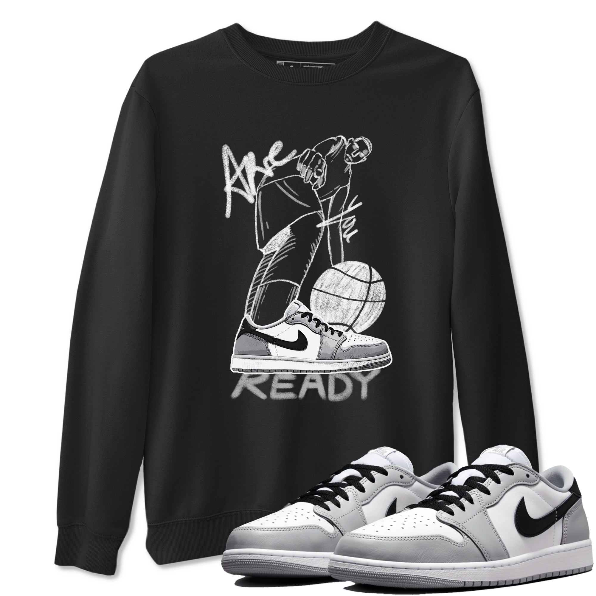 AJ1 Wolf Grey shirts to match jordans Are You Ready sneaker match tees Air Jordan 1 Wolf Grey SNRT Sneaker Tees streetwear brand Black 1 unisex cotton tee