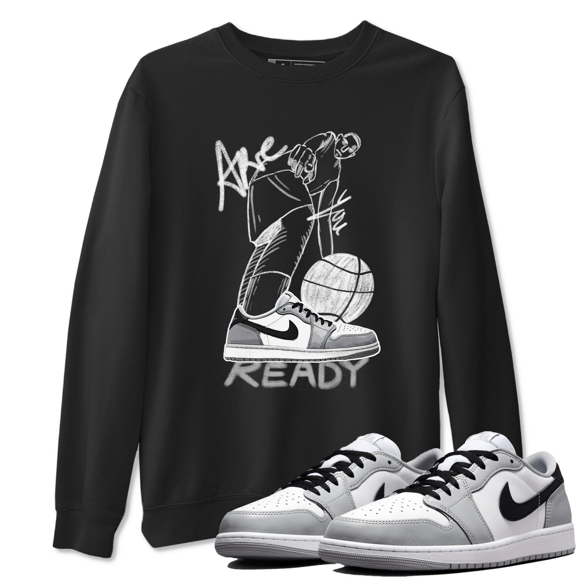 AJ1 Wolf Grey shirts to match jordans Are You Ready sneaker match tees Air Jordan 1 Wolf Grey SNRT Sneaker Tees streetwear brand Black 1 unisex cotton tee