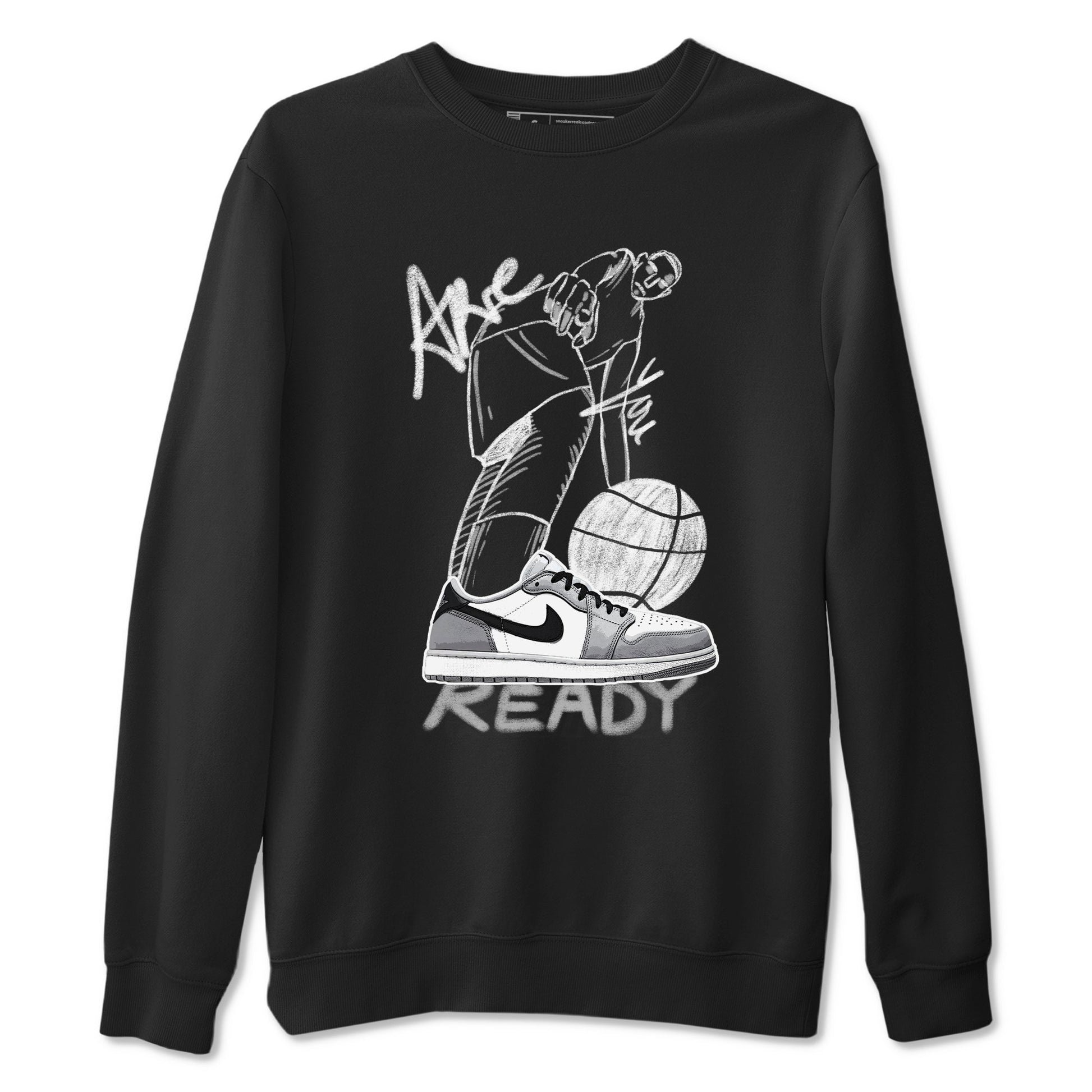 AJ1 Wolf Grey shirts to match jordans Are You Ready sneaker match tees Air Jordan 1 Wolf Grey SNRT Sneaker Tees streetwear brand Black 2 unisex cotton tee
