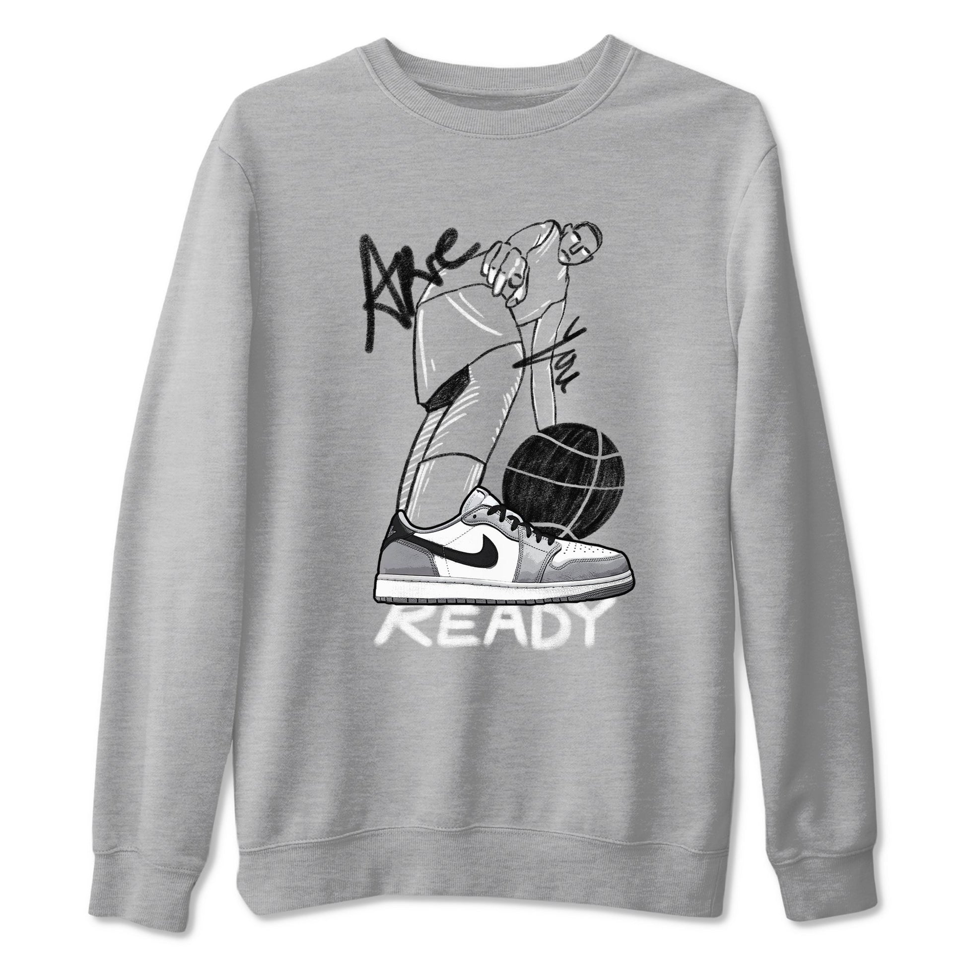 AJ1 Wolf Grey shirts to match jordans Are You Ready sneaker match tees Air Jordan 1 Wolf Grey SNRT Sneaker Tees streetwear brand Heather Grey 2 unisex cotton tee