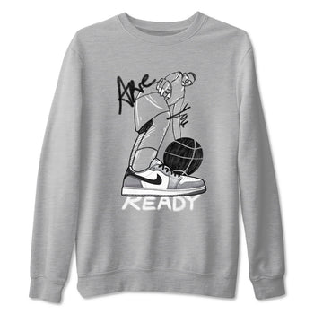 AJ1 Wolf Grey shirts to match jordans Are You Ready sneaker match tees Air Jordan 1 Wolf Grey SNRT Sneaker Tees streetwear brand Heather Grey 2 unisex cotton tee