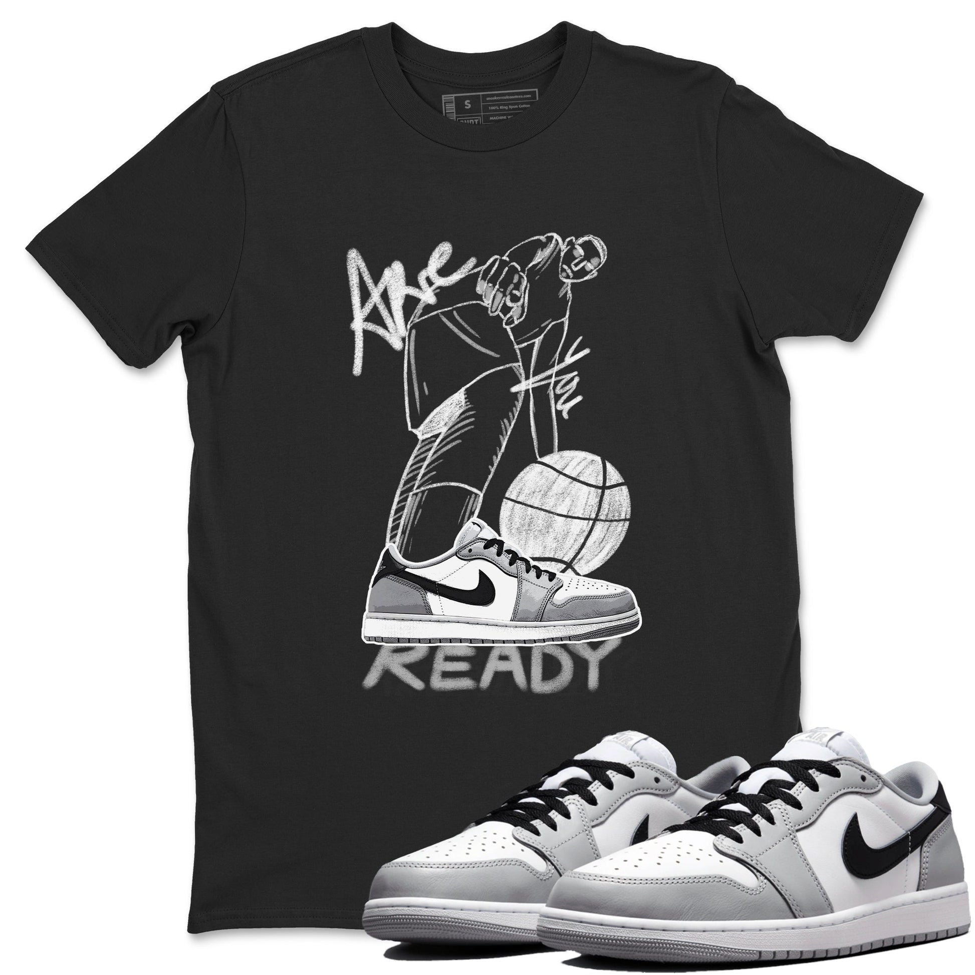 AJ1 Wolf Grey shirts to match jordans Are You Ready sneaker match tees Air Jordan 1 Wolf Grey SNRT Sneaker Tees streetwear brand Black 1 unisex cotton tee