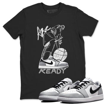 AJ1 Wolf Grey shirts to match jordans Are You Ready sneaker match tees Air Jordan 1 Wolf Grey SNRT Sneaker Tees streetwear brand Black 1 unisex cotton tee