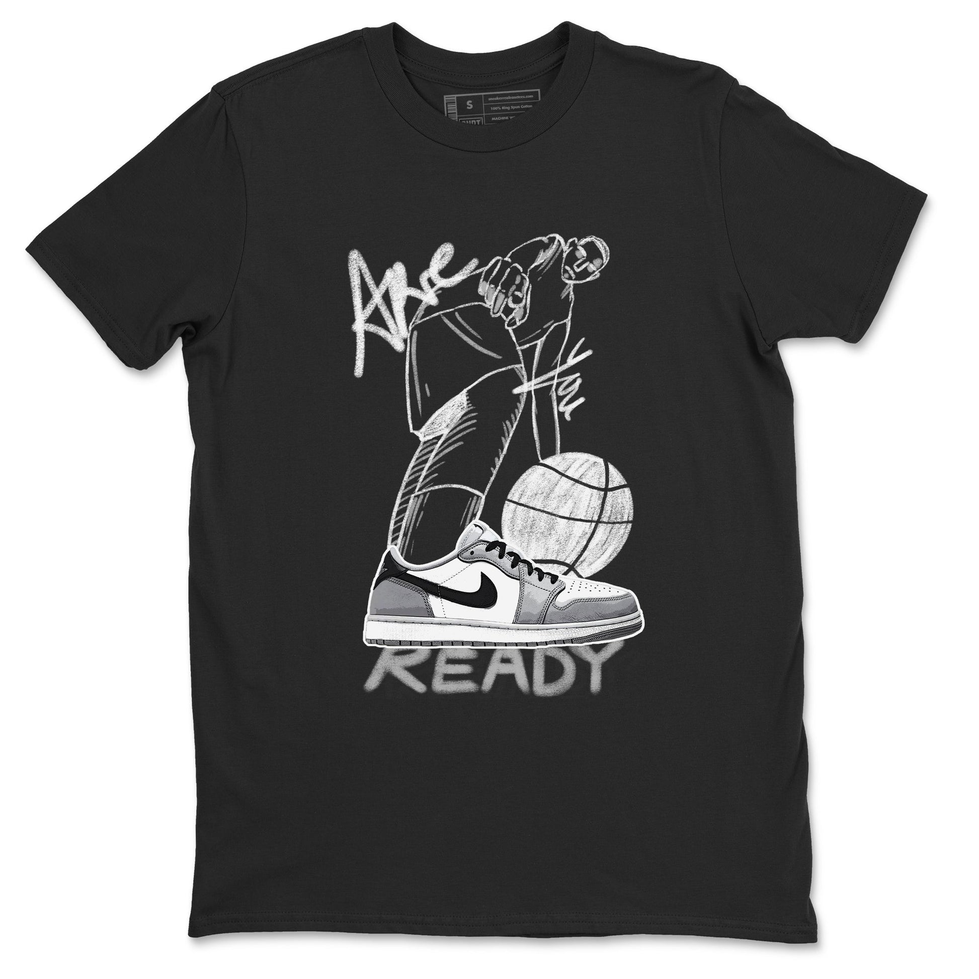 AJ1 Wolf Grey shirts to match jordans Are You Ready sneaker match tees Air Jordan 1 Wolf Grey SNRT Sneaker Tees streetwear brand Black 2 unisex cotton tee