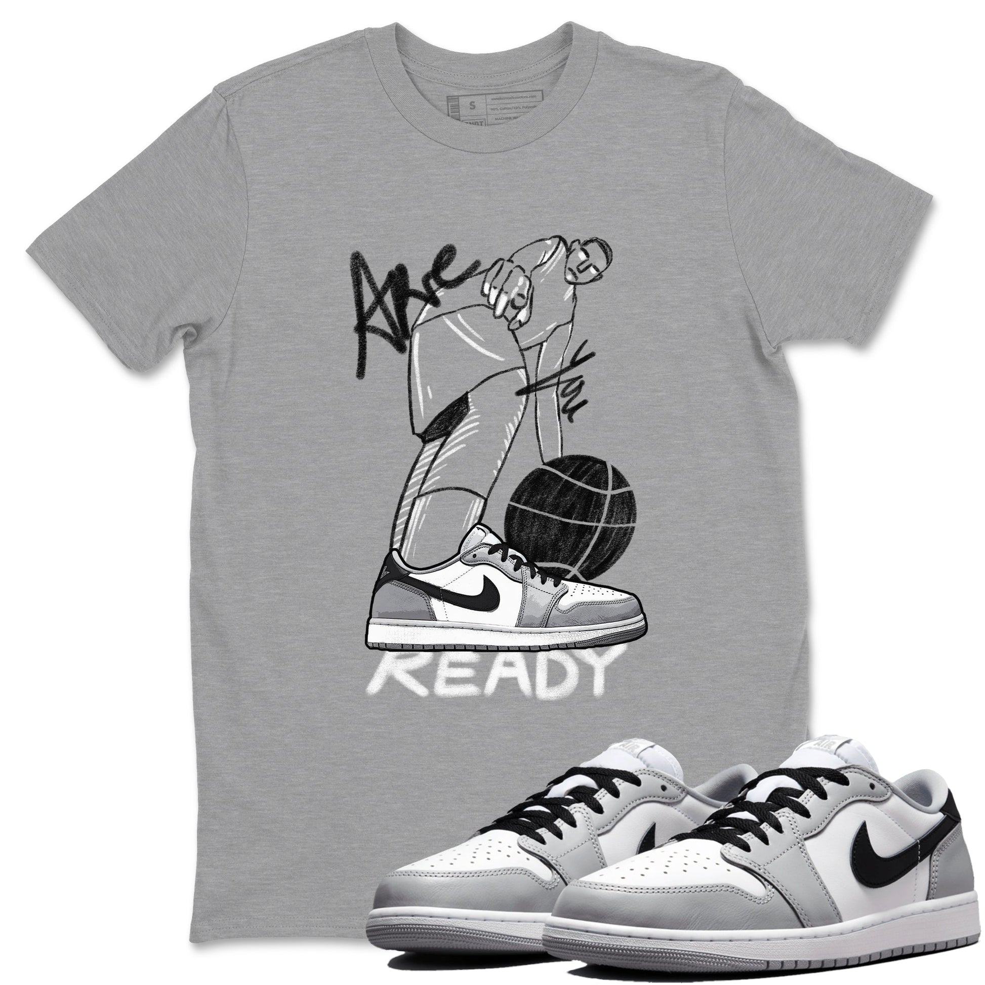 AJ1 Wolf Grey shirts to match jordans Are You Ready sneaker match tees Air Jordan 1 Wolf Grey SNRT Sneaker Tees streetwear brand Heather Grey 1 unisex cotton tee