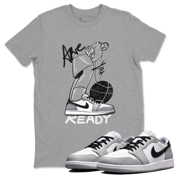 AJ1 Wolf Grey shirts to match jordans Are You Ready sneaker match tees Air Jordan 1 Wolf Grey SNRT Sneaker Tees streetwear brand Heather Grey 1 unisex cotton tee