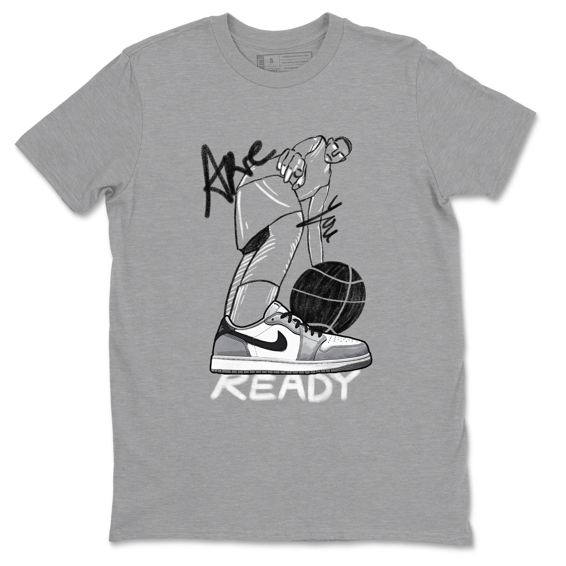 AJ1 Wolf Grey shirts to match jordans Are You Ready sneaker match tees Air Jordan 1 Wolf Grey SNRT Sneaker Tees streetwear brand Heather Grey 2 unisex cotton tee